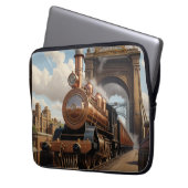 Steampunk trein vertrekt uit Londen Laptop Sleeve (Voorkant Links)