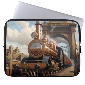 Steampunk trein vertrekt uit Londen Laptop Sleeve