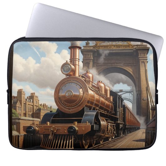 Steampunk trein vertrekt uit Londen Laptop Sleeve (Voorkant)