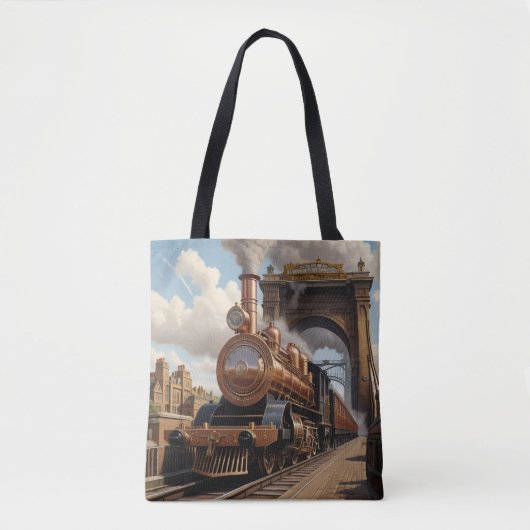 Steampunk trein vertrekt uit Londen Tote Bag (Voorkant)