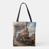 Steampunk trein vertrekt uit Londen Tote Bag (Achterkant)