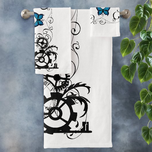 Steampunk Tribal Blauwe Vlinders Bad Handdoek
