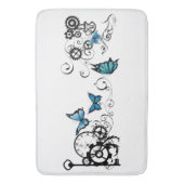 Steampunk Tribal Blauwe Vlinders Badmat (Voorkant Verticaal)