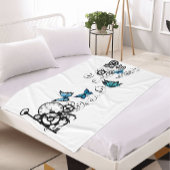 Steampunk Tribal Blauwe Vlinders Fleece Deken