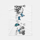 Steampunk Tribal Blauwe Vlinders Fleece Deken (Voorkant)