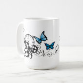 Steampunk Tribal Blauwe Vlinders Koffiemok (Voorkant links)