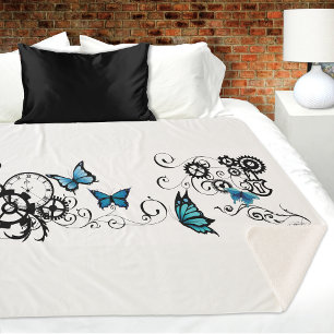 Steampunk Tribal Blauwe Vlinders Sherpa Deken