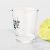 Steampunk Tribal Blauwe Vlinders Shot Glas (Rechts)