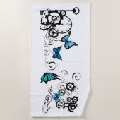 Steampunk Tribal Blauwe Vlinders Strandlaken (Voorkant)