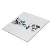 Steampunk Tribal Blauwe Vlinders Tegeltje (Zijkant)