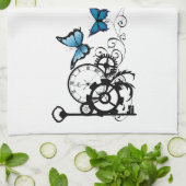 Steampunk Tribal Blauwe Vlinders Theedoek (Gevouwen)