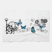 Steampunk Tribal Blauwe Vlinders Theedoek (Horizontaal)