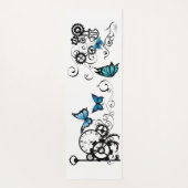 Steampunk Tribal Blauwe Vlinders Yogamat (Achterkant)