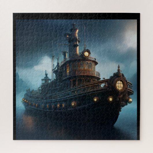 Steampunk Tugboat On A Cloudy Day Mousepad Legpuzzel (Verticaal)