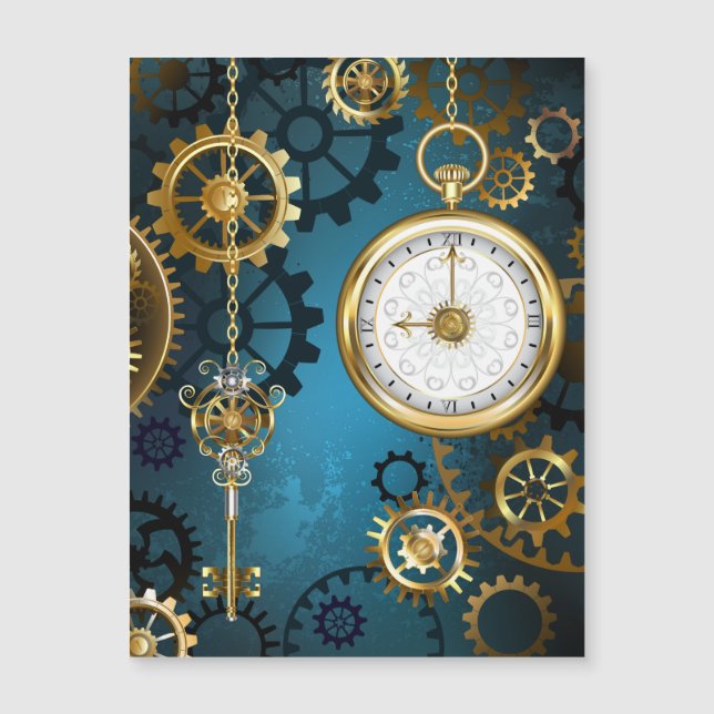 Steampunk turquoise Achtergrond met tandwielen (Voorkant)
