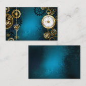 Steampunk turquoise Achtergrond met tandwielen Afsprakenkaartje (Voorkant / Achterkant)