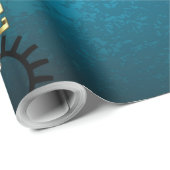 Steampunk turquoise Achtergrond met tandwielen Cadeaupapier (Rol Hoek)