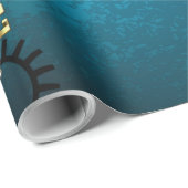 Steampunk turquoise Achtergrond met tandwielen Cadeaupapier (Rol Hoek)