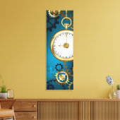 Steampunk turquoise achtergrond met tandwielen canvas afdruk (Insitu (Woonkamer))