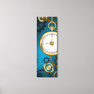 Steampunk turquoise Achtergrond met tandwielen Canvas Afdruk