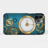 Steampunk turquoise Achtergrond met tandwielen Case-Mate iPhone Case (Achterkant (horizontaal))