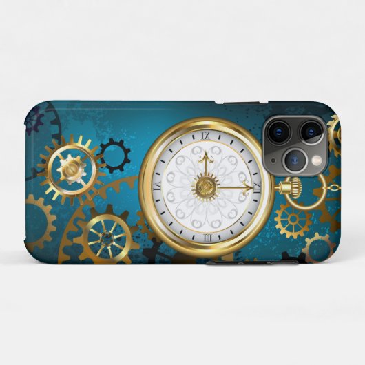 Steampunk turquoise Achtergrond met tandwielen Case-Mate iPhone Case (Achterkant (horizontaal))