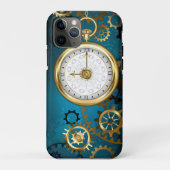 Steampunk turquoise Achtergrond met tandwielen Case-Mate iPhone Case (Achterkant)