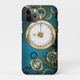 Steampunk turquoise Achtergrond met tandwielen Case-Mate iPhone Case