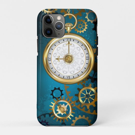 Steampunk turquoise Achtergrond met tandwielen Case-Mate iPhone Case (Achterkant)
