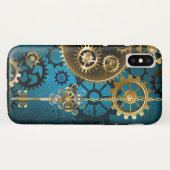 Steampunk turquoise Achtergrond met tandwielen Case-Mate iPhone Case (Achterkant (horizontaal))