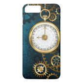 Steampunk turquoise Achtergrond met tandwielen Case-Mate iPhone Case (Achterkant)