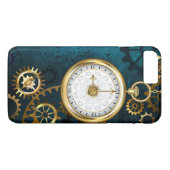 Steampunk turquoise Achtergrond met tandwielen Case-Mate iPhone Case (Achterkant (Horizontaal))