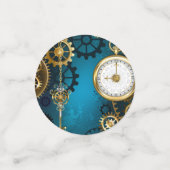 Steampunk turquoise Achtergrond met tandwielen Confetti (Kleine voorkant)