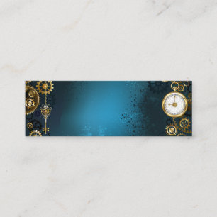 Steampunk turquoise Achtergrond met tandwielen Contactkaartje