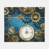 Steampunk turquoise Achtergrond met tandwielen Fleece Deken (Voorkant (Horizontaal))