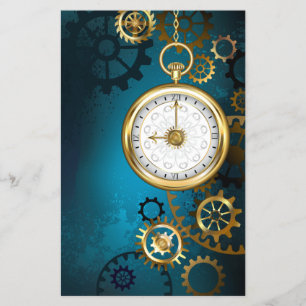 Steampunk turquoise Achtergrond met tandwielen Flyer