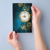 Steampunk turquoise Achtergrond met tandwielen Flyer (Hand)