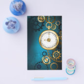 Steampunk turquoise Achtergrond met tandwielen Flyer (Enkel)