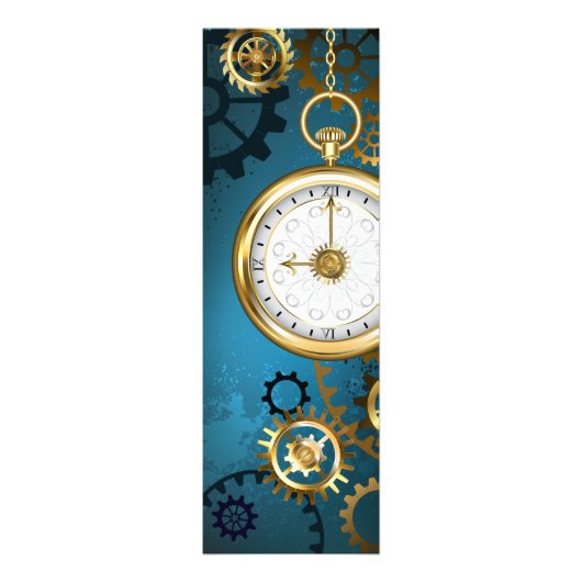 Steampunk turquoise Achtergrond met tandwielen Foto Afdruk (Voorkant)