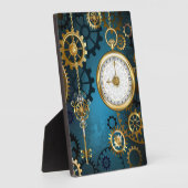 Steampunk turquoise Achtergrond met tandwielen Fotoplaat (Zijkant)