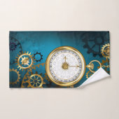 Steampunk turquoise Achtergrond met tandwielen Handdoek (Handdoek)