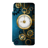 Steampunk turquoise achtergrond met tandwielen incipio iPhone portemonnee hoesje (Voorkant Agenda)