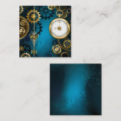 Steampunk turquoise Achtergrond met tandwielen Informatiekaartje (Voorkant / Achterkant)