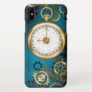Steampunk turquoise Achtergrond met tandwielen iPhone XS Max Hoesje