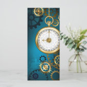 Steampunk turquoise Achtergrond met tandwielen Kaart (Staand voorkant)