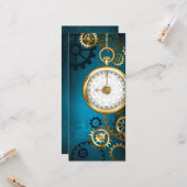 Steampunk turquoise Achtergrond met tandwielen Kaart (Voorkant / Achterkant in situ)