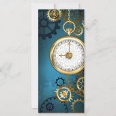 Steampunk turquoise Achtergrond met tandwielen Kaart (Voorkant)
