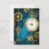 Steampunk turquoise achtergrond met tandwielen kaart (Voorkant)
