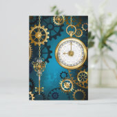 Steampunk turquoise achtergrond met tandwielen kaart (Staand voorkant)