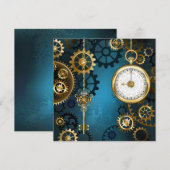 Steampunk turquoise Achtergrond met tandwielen Kaart (Voorkant / Achterkant)